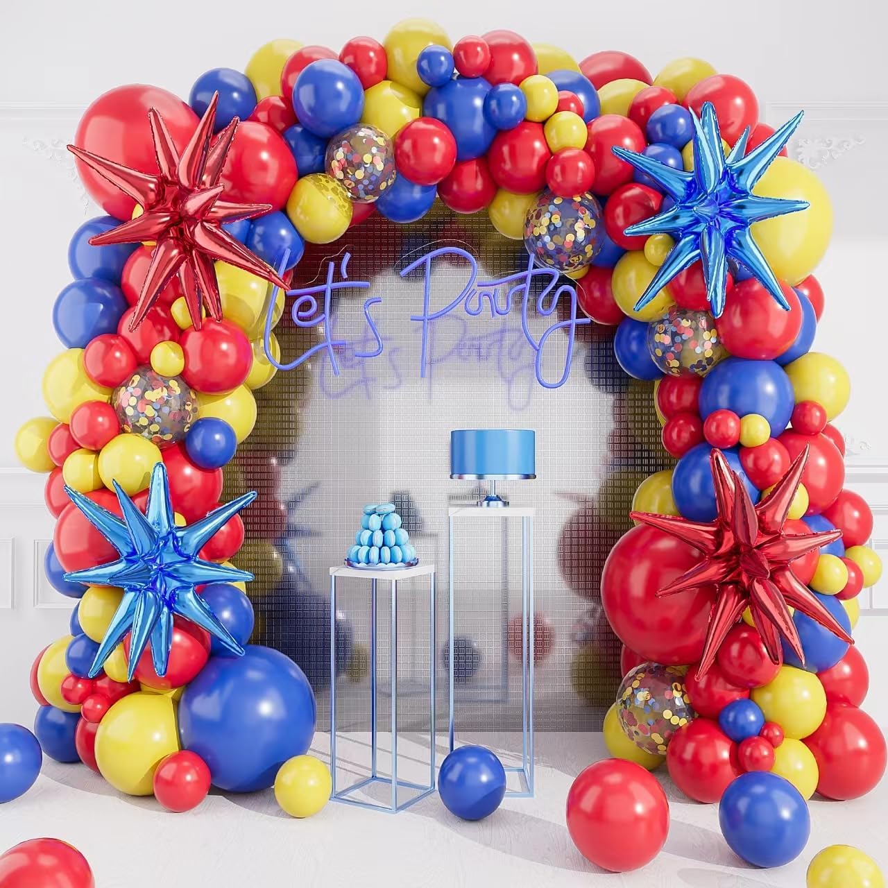 Balloon Arch Kit - 123 Stuks Blauw Geel Rode Ballonnen