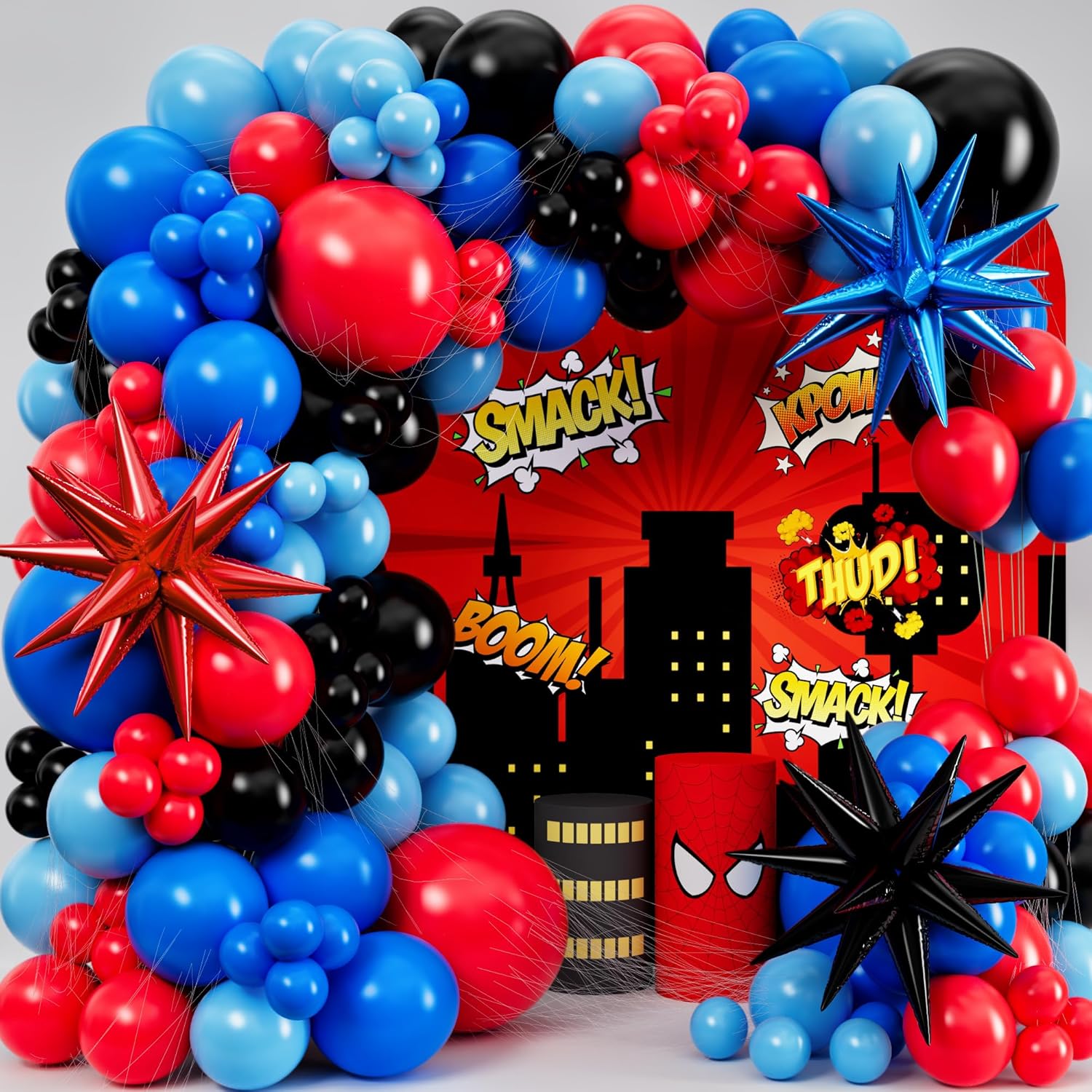 Balloon Arch Kit - Zwart Rood Blauw Latex Ballonnen Garland