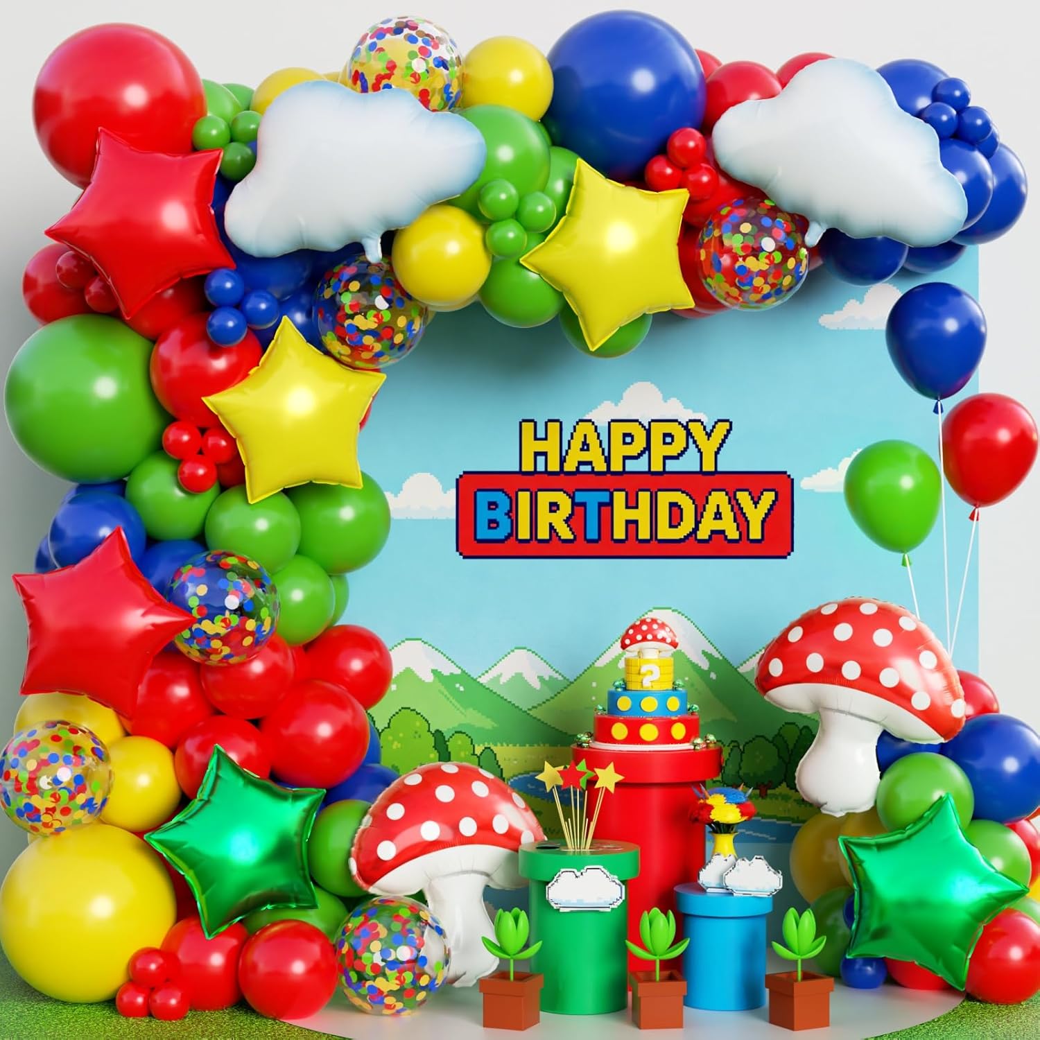Rood Blauw Groen Geel Wolk Pad - Balloon Arch Kit recensie en prijs