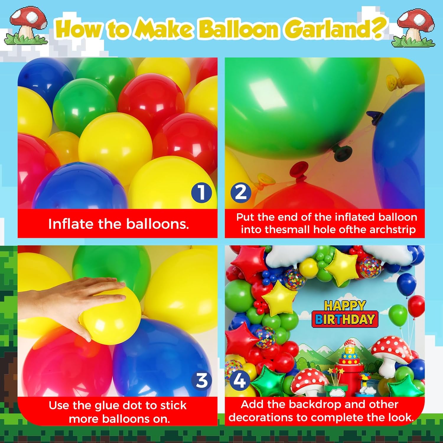 Rood Blauw Groen Geel Wolk Pad - Balloon Arch Kit recensie en prijs