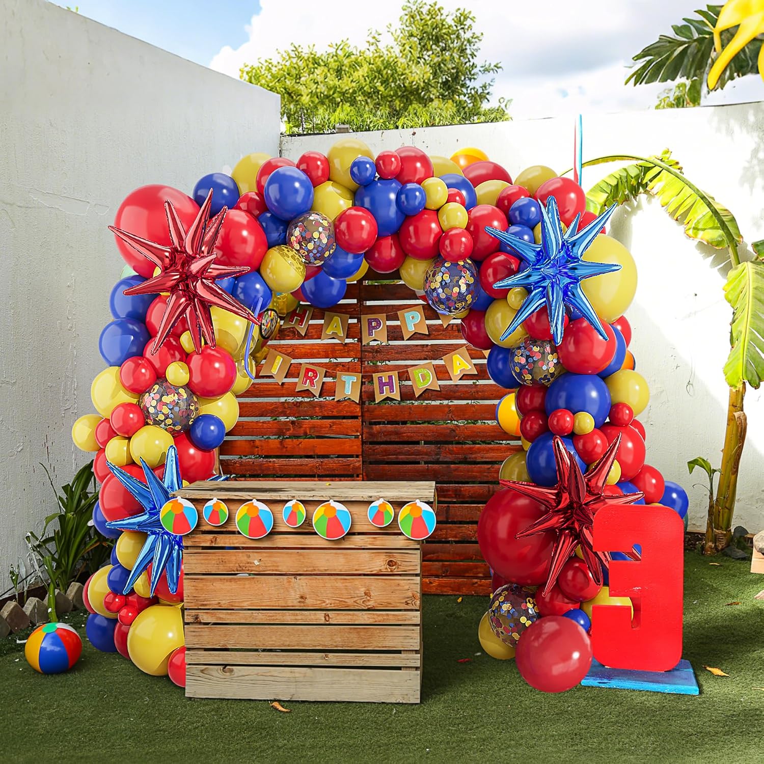 123 Stuks Blauw Geel Rode Ball - Balloon Arch Kit recensie en prijs