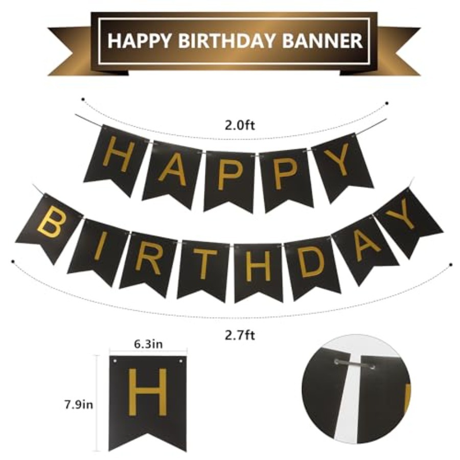 Zwart-goud gestreepte banner m - Party Banner Gold recensie en prijs